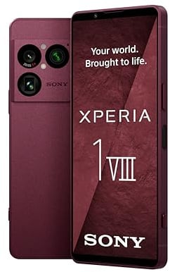 Sony Xperia 1 VIII 6,5 FHD+ HDR OLED 120Hz Dual SIM Granat-Rot | Dreifach-Kamera mit Teleobjektiv & Xperia AI, 2 Tage Akku, Dual-SIM