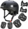 Kamugo equipo de protección ajustable para deportes para niños ajustable, casco, rodilleras, coderas y guantes para bicicleta BMX, motocicleta, skateboard, monopatín y otros deportes extremos , negro