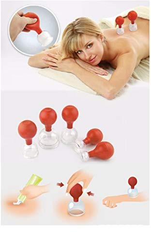 GMMH Schröpfglas 5 Stück Set ø 2,3,4,5,6 cm mit Saugball Schröpfen Glas Feuerlos Vakuum Massage
