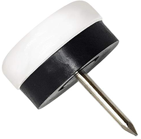 Adsamm® / 16 x Kunststoffgleiter mit Puffer und Nagel/Weiß/Ø 20 mm/rund/Möbelgleiter mit Nagel/Möbel- und Bodengleiter