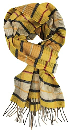 Rotfuchs Winterschal & Warm Karo modisch Mehrere Farbstellungen Wolle Made in Germany, Gelb Beige, 30 x 180 cm
