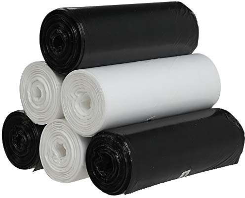 Vareone 6 Rollos 5 Litros Sacos de Basura Bolsa para Basura, Blanco y Negro, 150 Bolsas