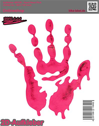 BIKE-label Aufkleber 2D Sticker für Auto und Motorrad Hand Neon Pink 400100