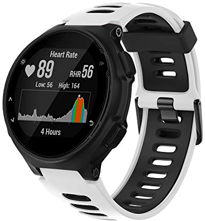 ANBEST Armband für Garmin Forerunner 735XT/235 Uhrenarmband, Sport Ersatzarmband aus Silikon für Forerunner 220/230/620/630/Approach S20/S5/S6, Weiß/Schwarz