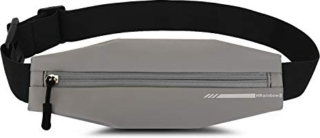 HRainbow Laufgürtel für Handy bis 7.5 Zoll Hüfttasche für Damen Herren Kinder Mädchen Gürteltasche Bauchtasche wasserdichte für Sport Running Joggen Fitnesss Radfahren (Grau)