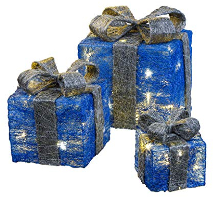 Bambelaa! 3er Led Deko Geschenke Weihnachten Leucht Boxen Timer Weihnachts Dekoration Weihnachtsdeko Beleuchtet Deko