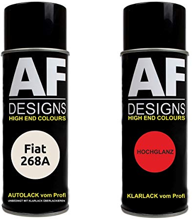Autolack Spraydose Set für FIAT 268A Bianco Bianco Basislack Klarlack Sprühdose 400ml