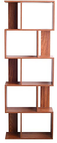 Rebecca Mobili Scaffale Legno Mdf, Libreria Moderna, 5 Ripiani, Marrone Noce, Libri Documenti Smartworking Ufficio - Misure: 169 x 60 x 24 cm - Art. RE6401