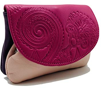 Geldbörse für Damen, Damen und Mädchen aus Leder, Dreifarbig, Rosa