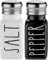 Brighter Barns Ensemble salière et poivrière – Jolie décoration moderne de cuisine pour maison, restaurant, mariage – Magnifique ensemble de shaker vintage en verre noir et blanc avec couvercles en