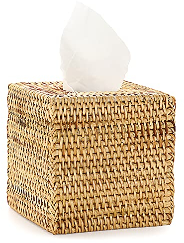 IGNPION Rattan gewebt dekorative quadratische Tissue Box Rolle Halter Abdeckung