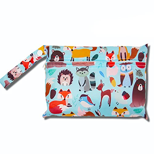 Egurs Wetbag Wasserdicht Wiederverwendbar Wickeltasche Windelbeutel Zoo-grün S=22 * 15cm