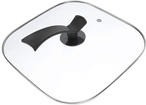 TOPBATHY Quadratischer Glasdeckel für Grillpfannen, 30 cm, ofenfest, transparent, vertikale Heiztopfabdeckung für Küchenutensilien