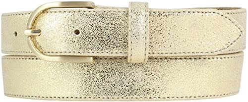 BELTINGER Kinder-Gürtel in Metall-Optik 3 cm | Metallic-Look für Mädchen 30mm | Schmaler Metall-Ledergürtel in Gold-Tönen | Gold 60cm