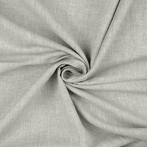 Halbleinen Meterware gemustert Fischgrat - Leinenstoffe Spitzköper - Halbleinen - Leinen Uni - Leinengewebe - Leinen Baumwoll Gemisch - 50cm, Farbe: 061 h.grau