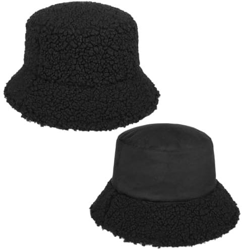 Seeberger Teddy Fur Wendehut Bucket Hat Fischerhut Kunstfellhut Damenhut Stoffhut (One Size - schwarz)