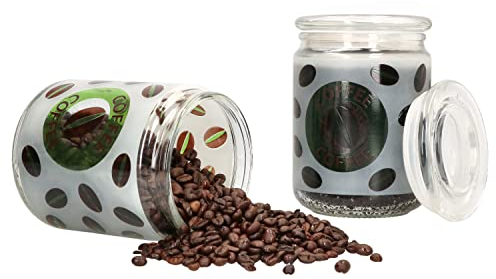 Ritzenhoff & Breker 2er Set Cremona Glas-Dose mit Deckel I Grün I 700 ml I Milchglas-Optik mit Kaffeebohnen + Schrift I Behälter für Kaffeebohnen, gemahlenen Kaffee I Aufbewahrungs-Box Vorrats-Dose