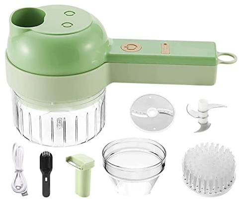 4 In 1 Portable Electric Vegetable Cutter Set, Light Convenient Slicer,Garlic Slicer,Electric Food Chopper,Mini Food Slicer And Chopper For Kitchen Vegetable Cooking