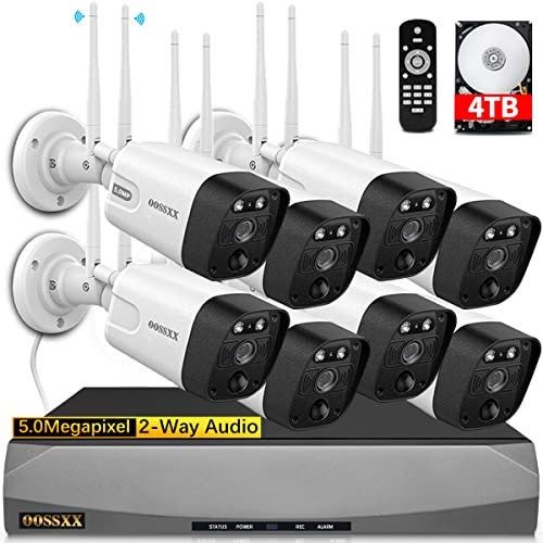 (5.5MP & PIR Detection) 2-Way Audio, Dual Antennas Security Wireless Camera System 3K 5.0MP 1944P Wireless Video Surveillance Monitor NVR Kits Outdoor WiFi Security Cameras