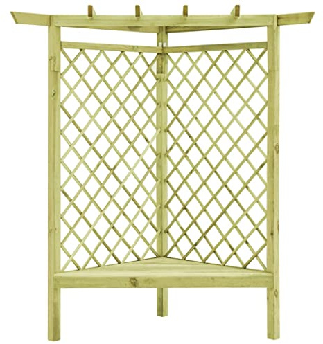 Keketa Pergola angolare con seduta, pergola da giardino con cornice parasole traliccio per esterni, giardino, terrazza, patio, cortile, pergolato in legno per posto auto coperto Arbour130x130x197 cm