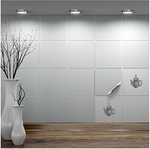 FoLIESEN - Tile Stickers, 14.5 x 14.5 cm, Self-Adhesive Tile Film for Bathroom and Kitchen, Removable Adhesive Film for Wall Tiles, Kitchen Splashback and Borders, 20 Adhesive Tiles, Matte Light Grey