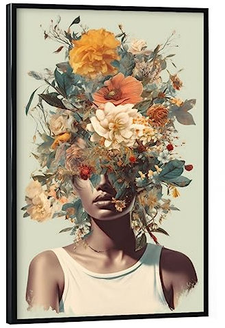 artboxONE Poster mit schwarzem Rahmen 30x20 cm Natur Frau Blumenkopf - Bild wandbild ago Art Print