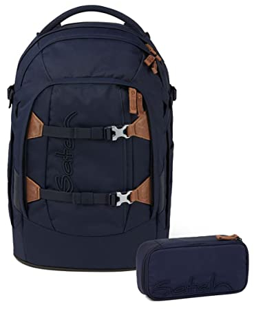 satch Pack Schulrucksack Set 2tlg. mit Schlamperbox inkl. Schneider Füller als Gratiszugabe (Nordic Blue), Einheitsgröße