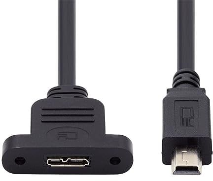 cablecc Câble d'extension mini USB 2.0 mâle vers micro USB 3.0 type B femelle 480 Mbit/s 5 broches 50 cm