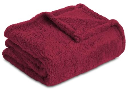 Homebliss Coperta Plaid in Pile 130 x 150 cm, Coperta Singola Flanella- Coperta Oeko-TEX®, Coperta in Pile per Divano e Letto, Lenzuolo Sopra Flanella,Coperta Morbida-Bordeaux