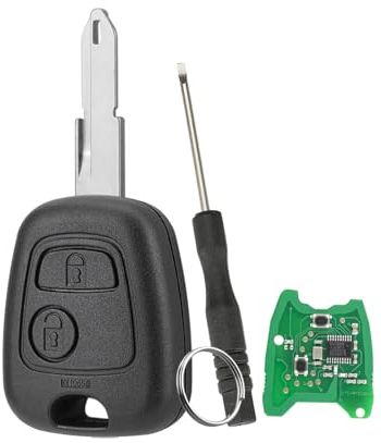 433Mhz Ask Auto Fernbedienung Schlüssel für Citroen C1 C2 C3 Picasso Xsara Peugeot gerade Fernbedienung mit elektronischen ID46 Chip mit Schraubendreher und Schlüsselring mit 206(NE73) Blade