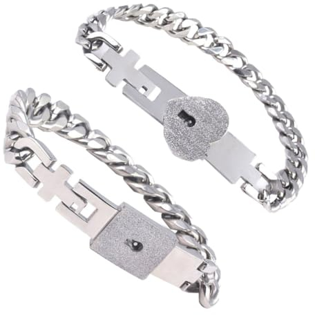 Holibanna Armband Mit Schloss Und Schlüssel Edelstahl Passende Armbänder Schlüsselschloss Anhänger Armband Kette Armreif Schmuck Geschenk Für Valentinstag Jahrestag Geburtstag Ehefrau