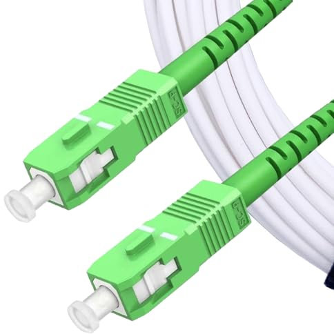 Elfcam® - 20m Câble à Fibre Optique pour Orange Livebox, Les Box Red SFR et Bouygues Telecom Bbox, SC/APC vers SC/APC Simplex Monomode OS2 9/125μm LSZH, Blanc(20m)