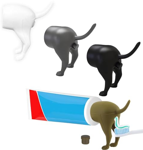 PLATEYTR 4 Stück Poop Dog Butt Toothpaste Toppers, Dog Butt Shaped Toothpaste Lids, Dog Toothpaste Funny Toothpaste Squeezer, Dog Toothpaste Lids Geschenkideen für Freunde