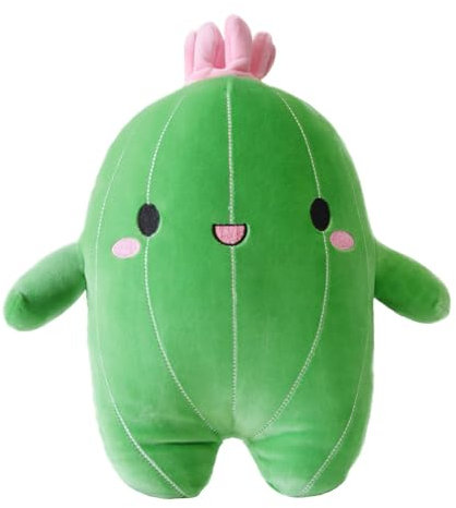 Lorrgasw Planta de Peluche de Cactus de Peluche con Cara Sonriente y Antena Rosa, Almohada de Peluche de Cactus Suave, M