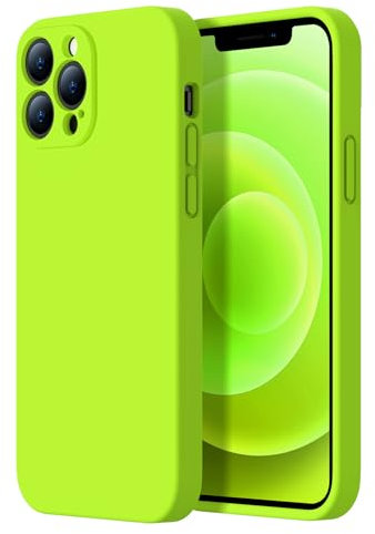 Kiresen Designed for iPhone 12 Pro Max Case - Upgraded Camera Protection - Soft Microfiber Lining Inside - Silicone Shockproof Protective Phone Case 6.7 for Men Women Girls - Fluorescent Yellow