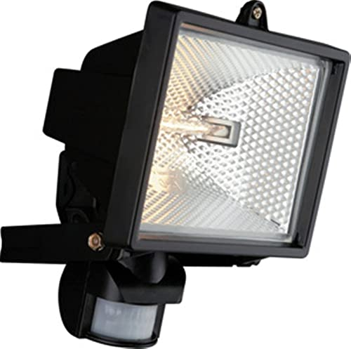 Projecteur halogène 150/500 W et Applique Murale de sécurité PIR détecteur de Mouvement extérieur Jardin Garage Cour Lampe 220 V R7 luminaires (Noir 3500 K 500 W)