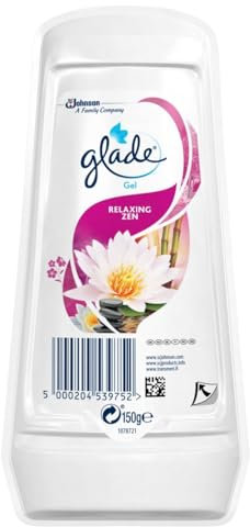 Glade Solid Gel Air Freshener Relaxing Zen Odour Eliminator for Home & Bathroom 8 x 150g Packs | Long Lasting Air Freshners | Fragrance Infused with Essential Oils
