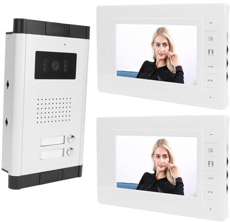 Asixxsix Video-Gegensprechanlage, 7-Zoll-Video-Türklingel-Türsprechanlage mit 1 Nachtsichtkamera und 2 TFT-Monitoren, 2-Wege-Anruf, Visuelle Türklingel für Villa Home Office Apartment