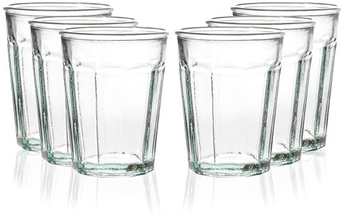 Verre 400 en verre recyclé. Verre pour cocktails, smoothies, glaces, mojito. Pack de 6 verres. Grands et robustes, parfaits pour toute boisson avec paille, résistants.