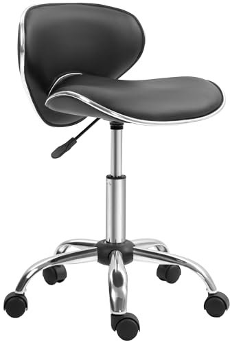 HOMCOM Adjustable Rolling Swivel Beauty Salon Chair, Stool for Spa, Technician - Black