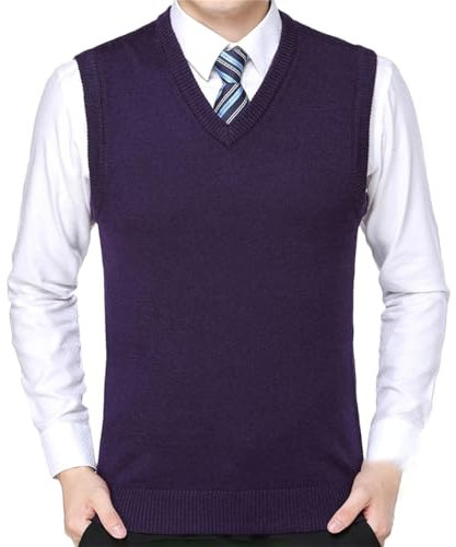 Gilet da uomo casual maglione gilet caldo e confortevole, Viola, M