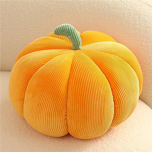 champracer Kürbis Kissen, 3D Plüsch Kürbis Dekokissen Kopfkissen, Halloween Kürbiswurf Kissen, Dekoration für Wohnzimmer, Arbeitszimmer, Sofa, Schlafzimmer (Orange,35 cm)
