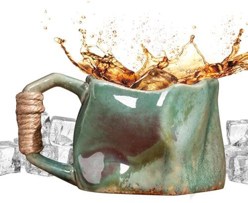 Taza hecha a mano de cerámica – 250 ml de cerámica con forma irregular – Taza de agua Aesthetic For Coffee, té, juice, And More 250 ml – Taza de cerámica única Irregular Shape de cerámica