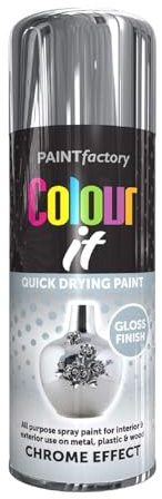 PNJB Chrome Effect Gloss Spray Paint, Interior &Exterior use, Quick Drying, Paint for Metal, Plastic, and Wood, Easy Application, Lightweight, 400ml (1PCS)