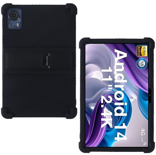 AKNICI Silikon Hülle für DOOGEE T35/DOOGEE T30SE/DOOGEE T30E/DOOGEE T30S/DOOGEE T40/DOOGEE T30 Ultra/DOOGEE T30 Pro Tablet 11 Zoll mit Integrierter Ständer, Weiches Schutzhülle Cover Case, Schwarz