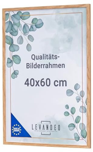 levandeo Bilderrahmen Natur Eiche Optik 40x60 Made in EU Posterrahmen Portrait Fotorahmen Picture Frame Deko