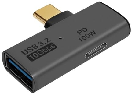 HTGuoji 2 in 1 USB C to USB 3.2 and USB C 100W PD Power Adapter 1pcs | USB Type C Male to 10Gbps USB 3.2 OTG Female And 100W PD Fast Charging Adapter for Laptop Tablet Phone