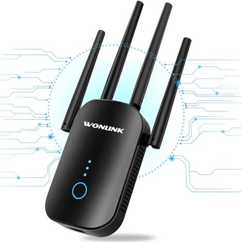 WONLINK Amplificateur WiFi AC1200 Mbps Répéteur WiFi Puissant 5GHz & 2.4GHz Amplificateur de Signal sans Fil avec WPS,WiFi Extender jusqu'à 120㎡, Compatible avec Toutes Les Box Internet