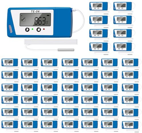 ThermElc TE-04 ET USB Temperature Data Logger, Temperature Recorder with External Sensor, Large LCD Display Screen, Auto PDF and CSV Reports, 35000 Points, Vaccine Fridge Temperature Monitor