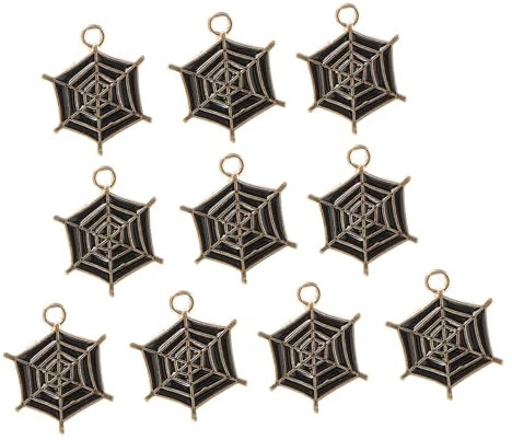 KALLORY 10stücke Schwarze Spiderweb Spacer Charms Aus Schmuckzubehör Für Armbänder Halsketten Und Kreative Kunstprojekte